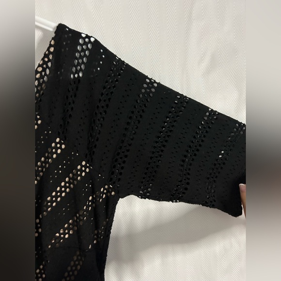 Motherhood Maternity Lace Stretch Little Black Stretch Midi Dress Size Small - Picture 6 of 11